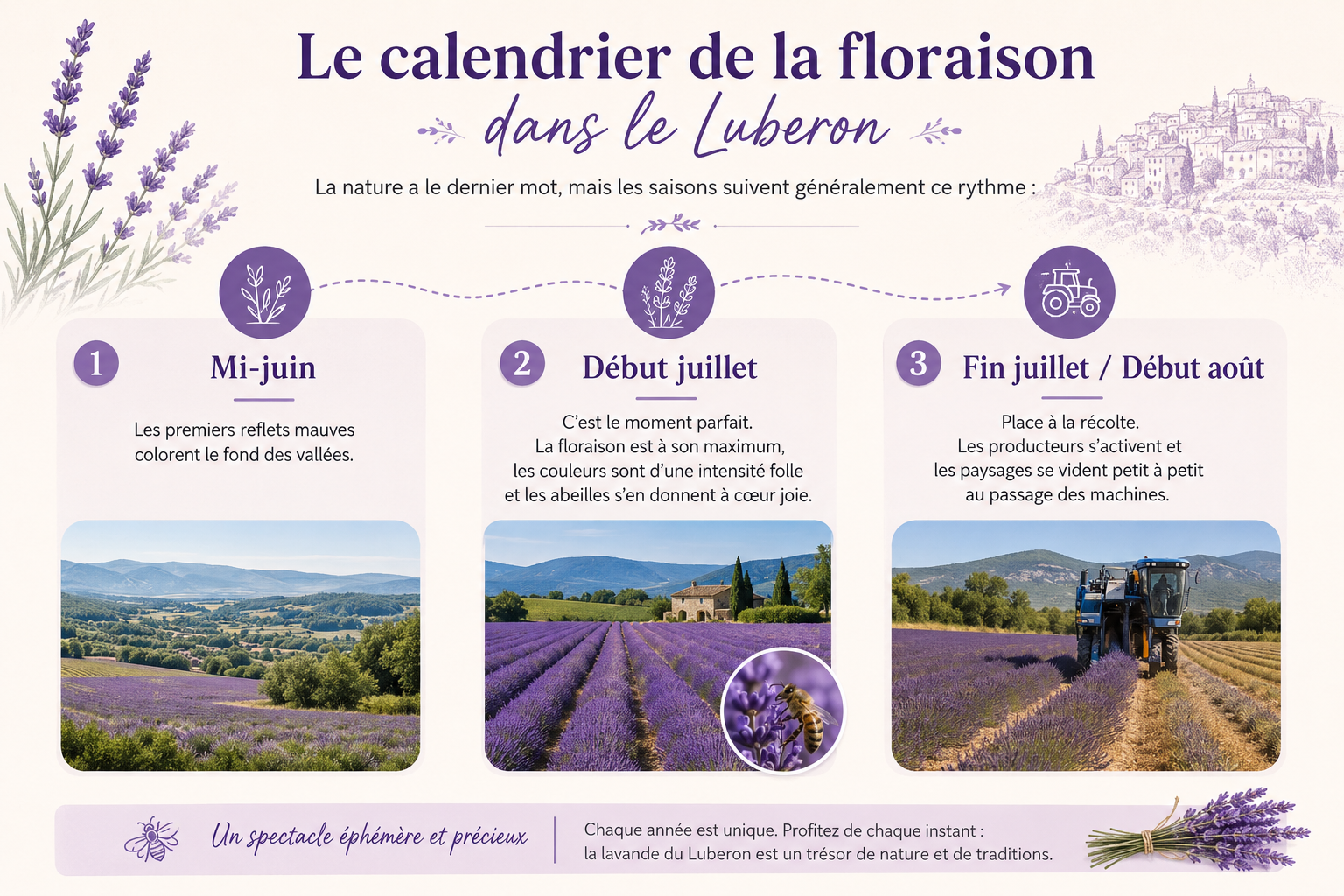 Infographie période de floraison des lavandes